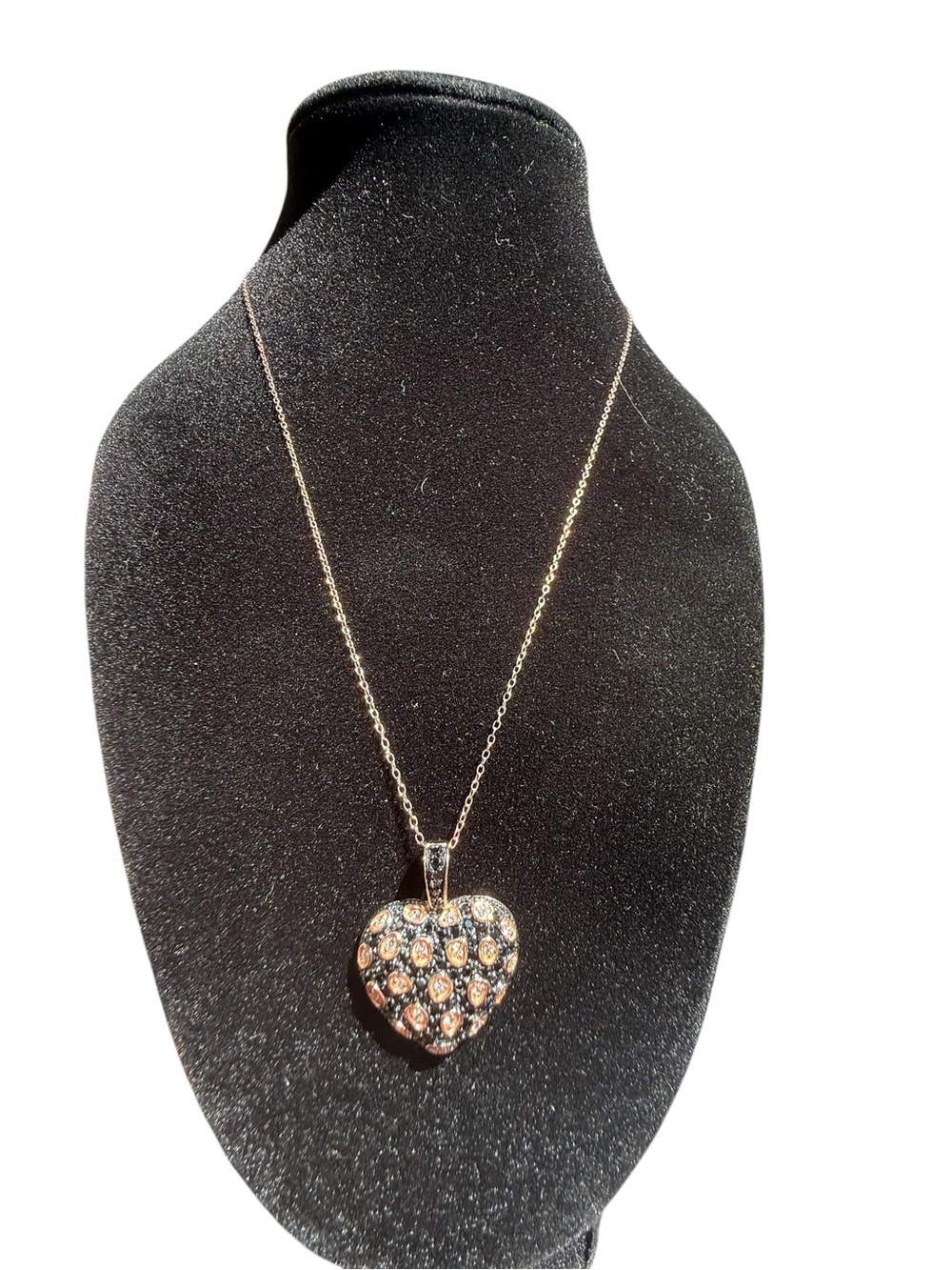 New in Box Freida Rothman 925 Sterling Animal Print Heart Necklace Rose Gold - Picture 7 of 9